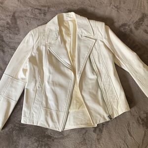 Truth and Pride cream colored leather jacket